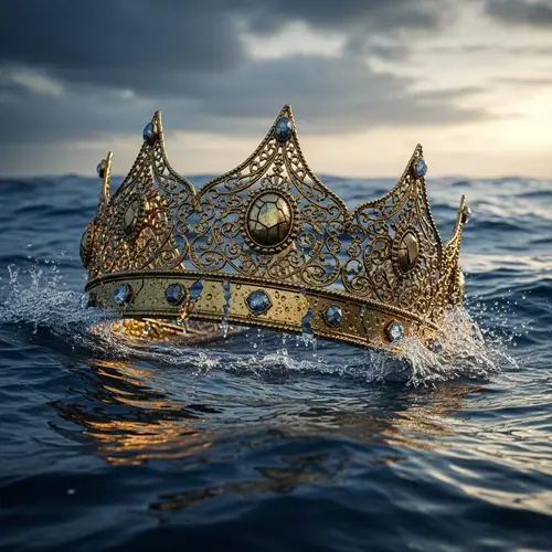 Crown Floating on the Sea - Artwork Depiction