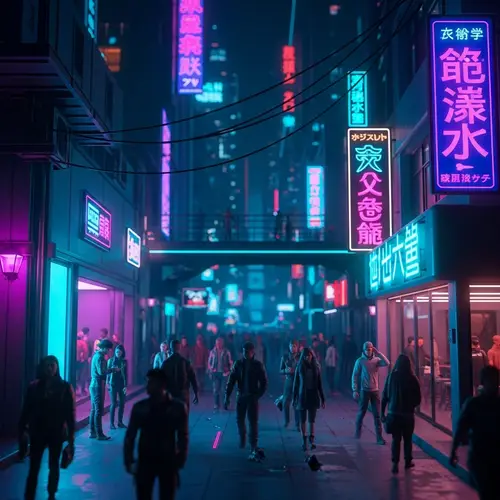Futuristic Cyberpunk Cityscape | High Contrast Neon Lights