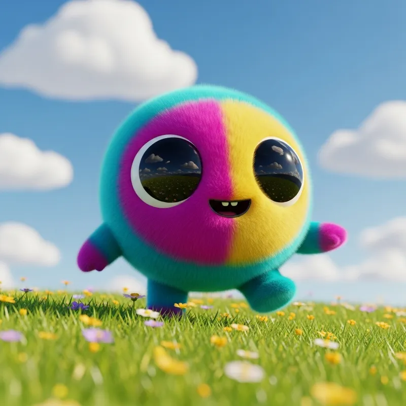 Colorful Meadow Cartoon Character | Website Name