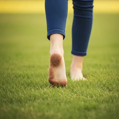 Teen Girl Stepping Barefoot on Soft Grass | Nature Connection
