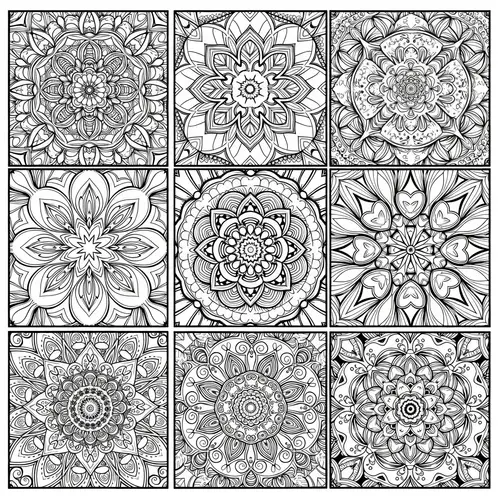 Intricate Mandala Coloring Pages for Relaxation | Digital Vector Illustrations