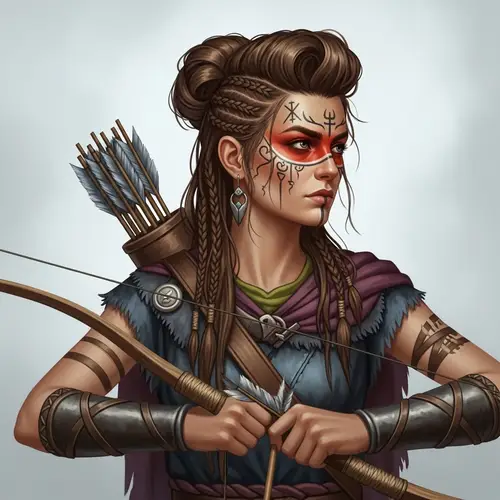 Intense Caucasian Warrior Woman with Determined Expression
