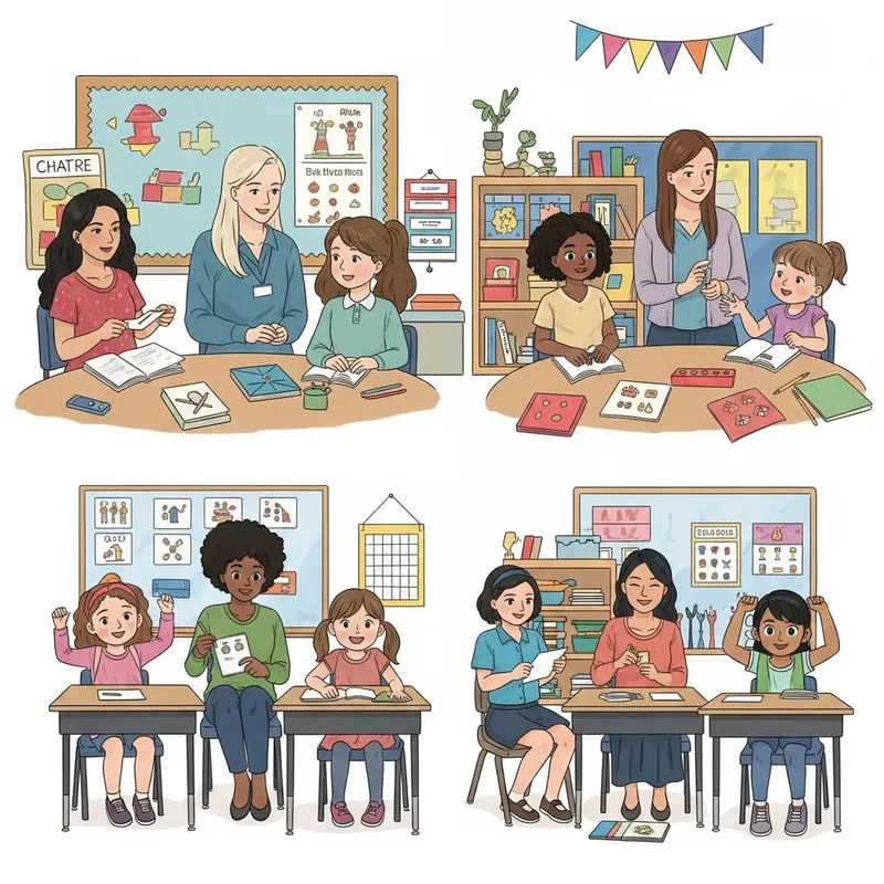 Five Teachers Engaging 20 Five-Year-Olds in Class