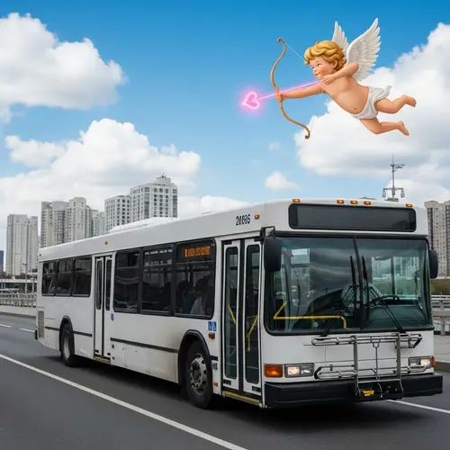 Cupid's Love Arrow Strikes a City Bus