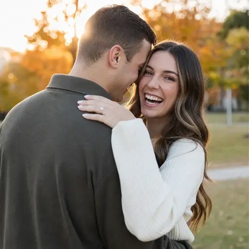 Joyful Engagement Photos in a Golden Hour Park