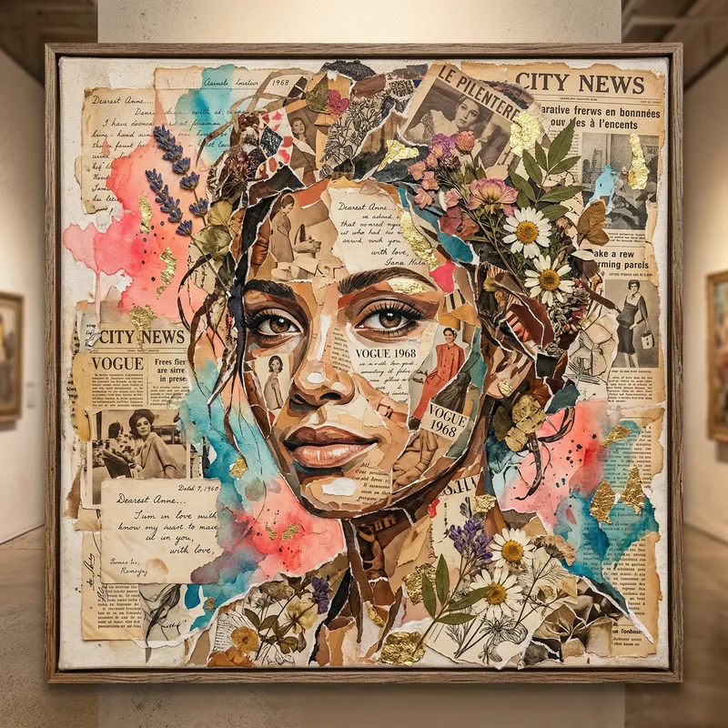 Stunning Mixed Media Collage Art Portrait of a Woman Stunning Mixed Media Collage Art Portrait of a Woman