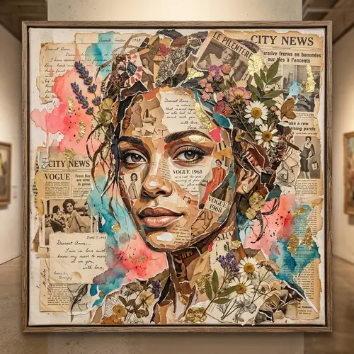 Stunning Mixed Media Collage Art Portrait of a Woman