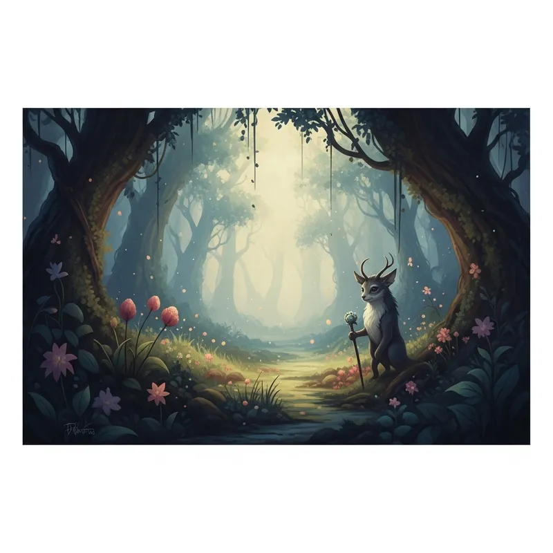 Enchanting Mystical Forest with a Magical Creature