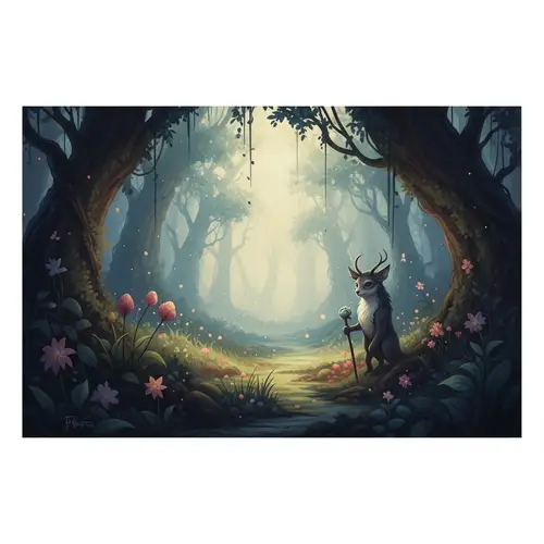 Enchanting Mystical Forest with a Magical Creature