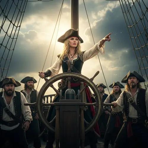 Jennifer Lawrence Pirate Queen Commands Ship Boarding