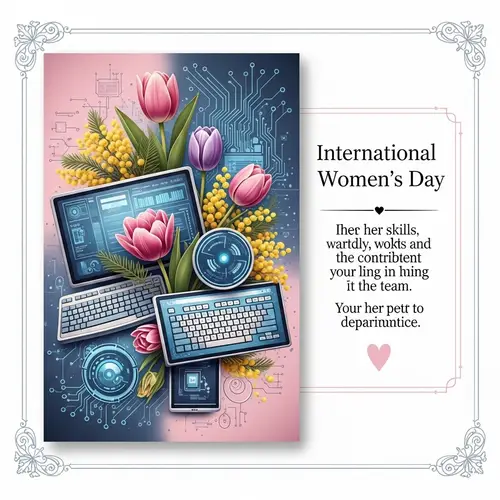 Tech-themed Women's Day Greeting Card for IT Professional