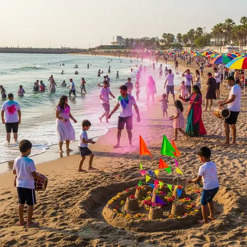 Celebrate Holi at Beach: Colorful Festivities