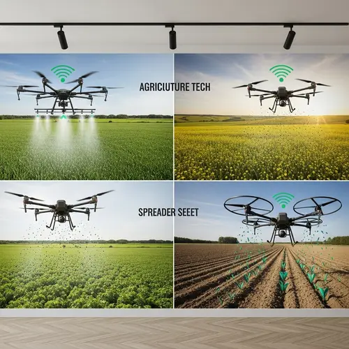 Agriculture Drone Company Wall Graphic: Spraying, Spreading, Seeding