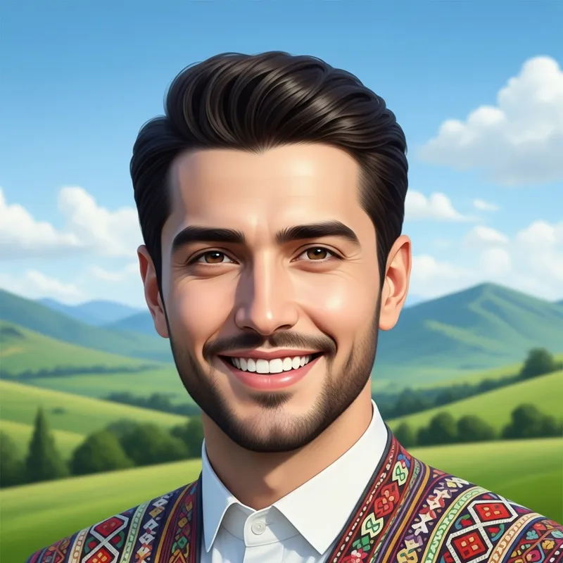 Charming Tajik Man in Traditional Outfit | Stunning Landscape