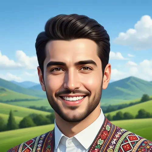 Handsome Tajik Man in Traditional Outfit | Beautiful Countryside Landscape