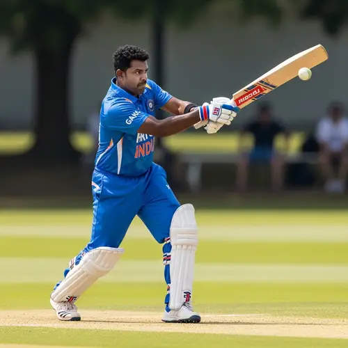 Indian Male Playing Cricket - Action Shot