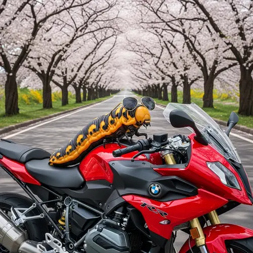 Vibrant Larva on BMW 1250 Bike: Swag Personified