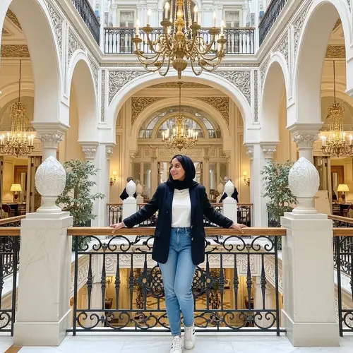 Classy and Confident Middle Eastern Woman Living Her Best Life in Luxurious Spain Hotel