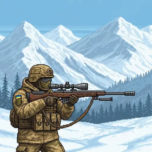 Pixel Art Sniper in Ukrainian Armed Forces Camouflage - Stealth Mission