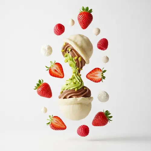 Floating Dumplings and Whipped Cream - Decadent Visual Delight