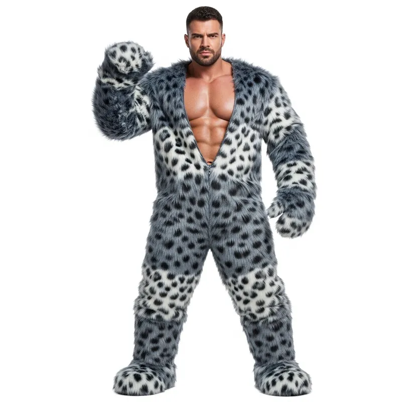 Robust Masculine Man in Charcoal Grey Faux Fur Suit Robust Masculine Man in Charcoal Grey Faux Fur Suit