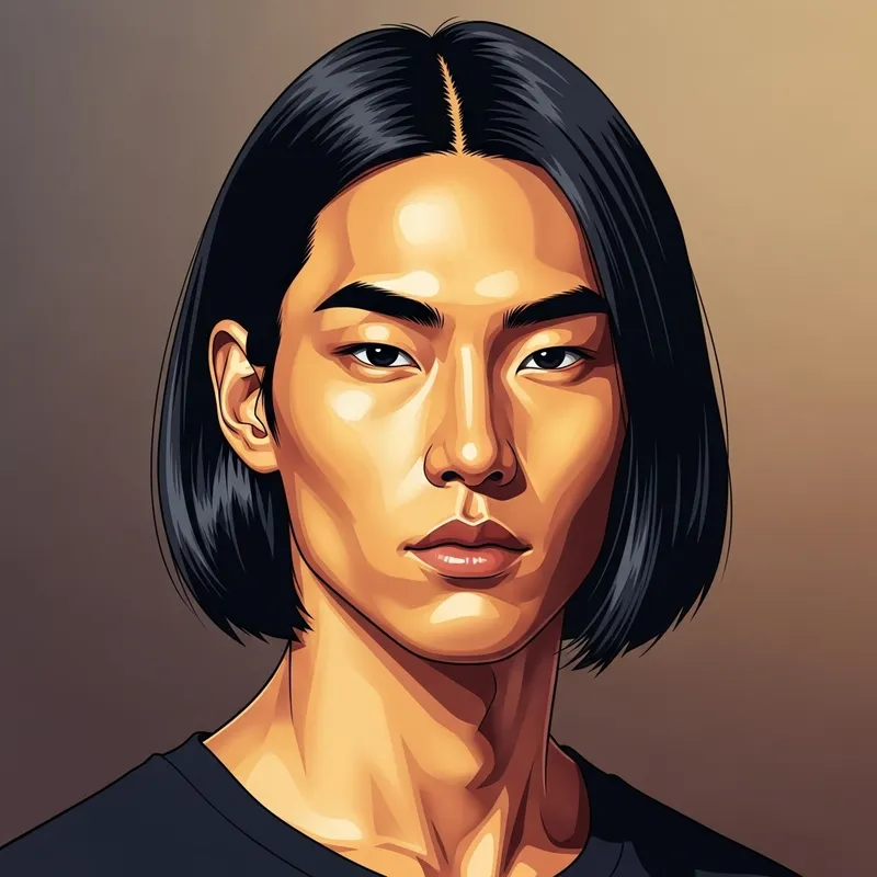 Charming Asian Man - Golden Skin and Angular Eyes
