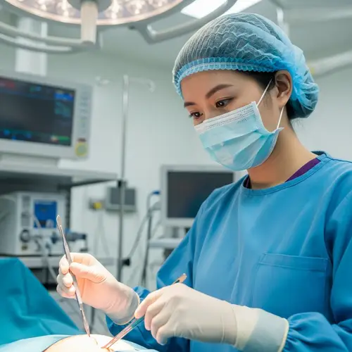 Professional Asian Female Nurse Performing Surgery