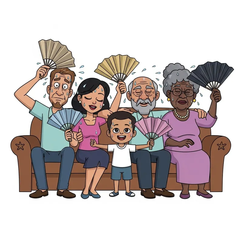 Disney Pixar Style Family Sweating on Couch