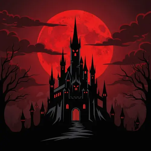Dark Fantasy Castle & Blood Moon | Haunting Scene