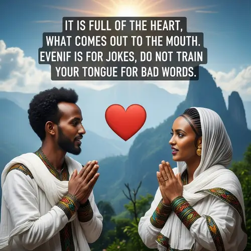Ethiopian Proverb Scene: Heartfelt Conversation Amidst Scenic Beauty