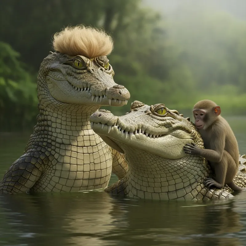 Jealous Crocodile's Wife Questions Husband's Monkey Friendship