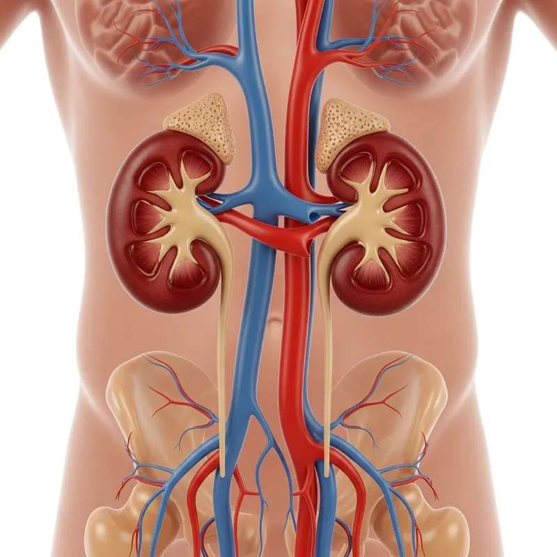Detailed Anatomical Illustration of Human Kidneys
