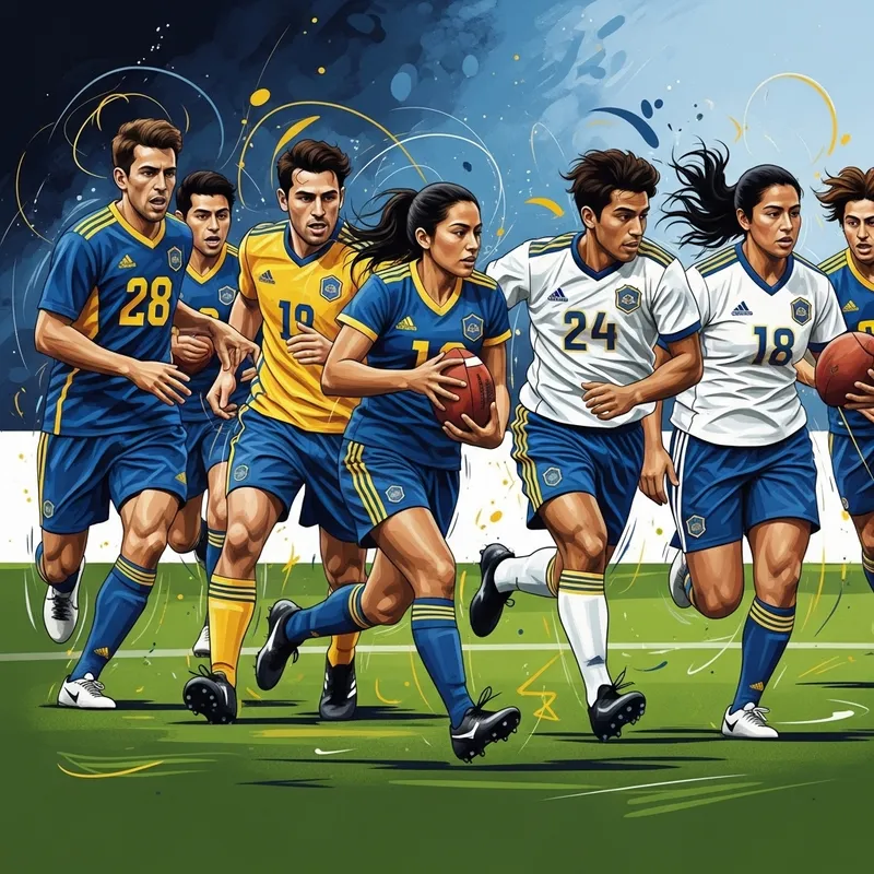 Dynamic Sports Team Art | Abstract Scene with Vibrant Movement