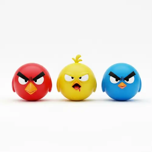Minimalistic Angry Birds Art - Colorful and Expressive