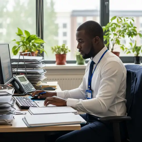 Professional Black Man Working in Office Setting