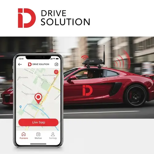Crimson Sports Car Driving Through Urban Street | Drive Solution
