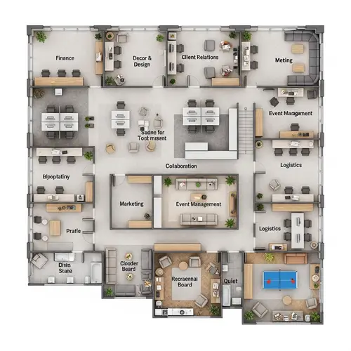 Wedding Event Management Startup Office Design | Open Floor Plan