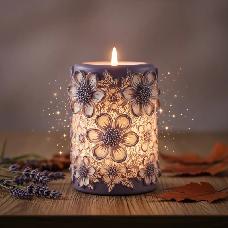 Ethereal Candle with Floral Enchantment | Stunning Photography