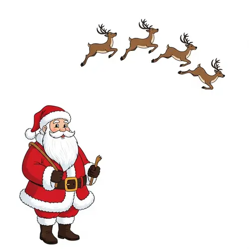 Santa Claus and Reindeer: Festive Image on White Background