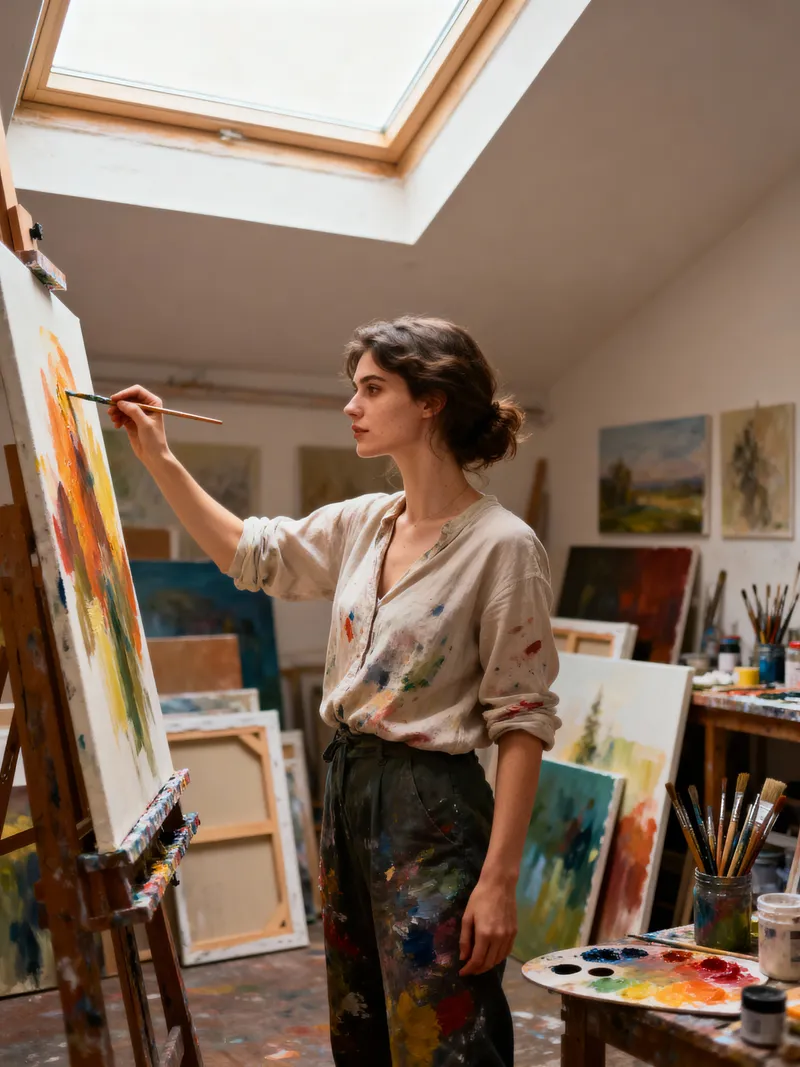 Creative Woman in Art Studio Portrait