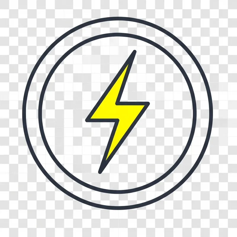 Power Charging Icon - Simple Circular Shape and Lightning Bolt Power Charging Icon - Simple Circular Shape and Lightning Bolt