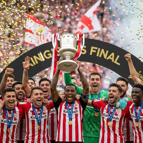 Athletic Club Celebrating King's Cup Victory | Red & White Team Triumph