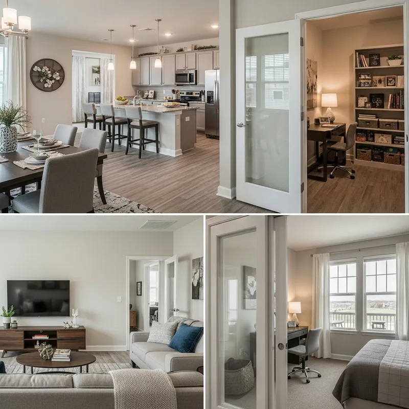 Spacious Apartment Living Room with Entertainment, Dining, Kitchen & Study