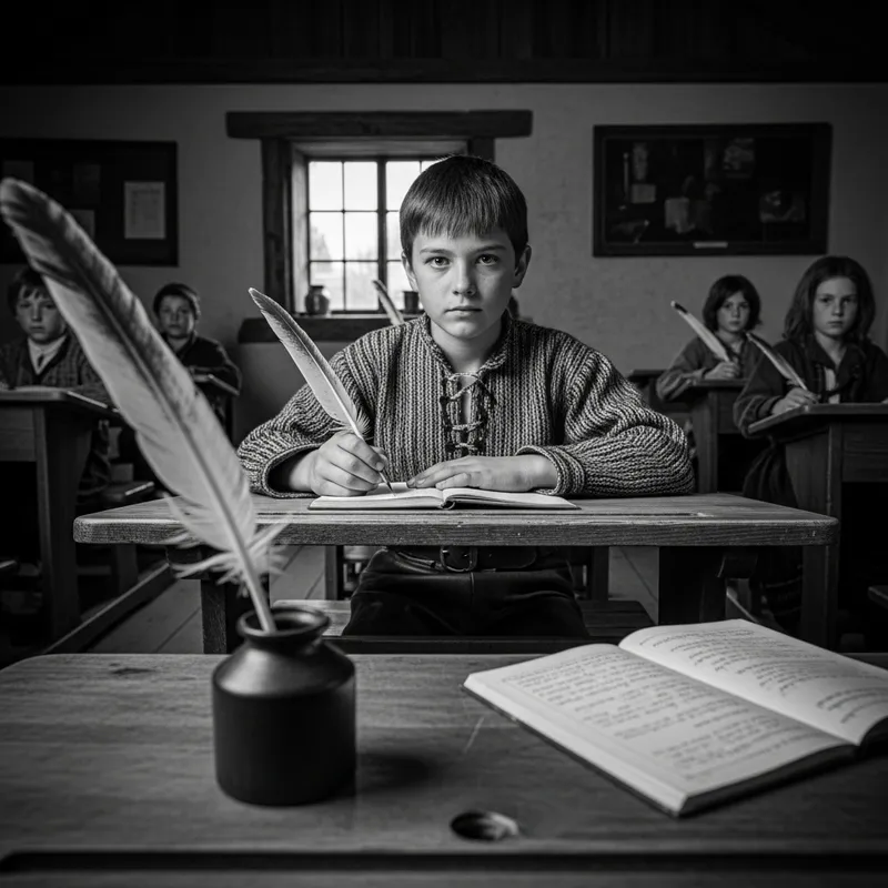 Nostalgic 19th Century Rural Classroom Portrait