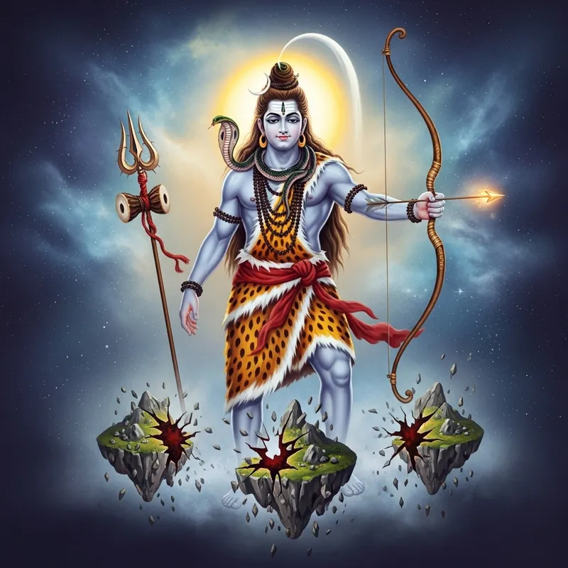 Lord Shiva Cosmic Destruction with Serpent