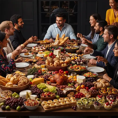 Epicurean Feast with Vibrant Colors - Culinary Diversity Gathering