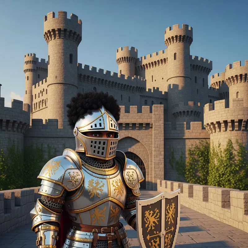 Pixel Warrior Knight in Stone Castle