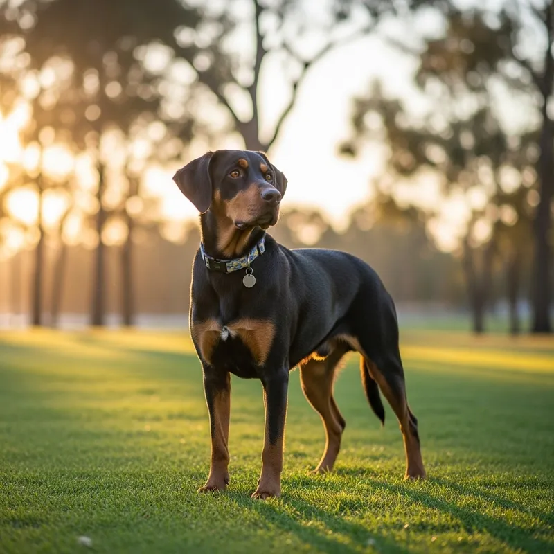 Playful Dog in Sunset Field Playful Dog in Sunset Field