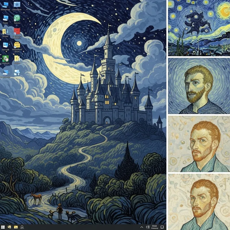 Harry Potter Castle Wallpaper in Van Gogh Style