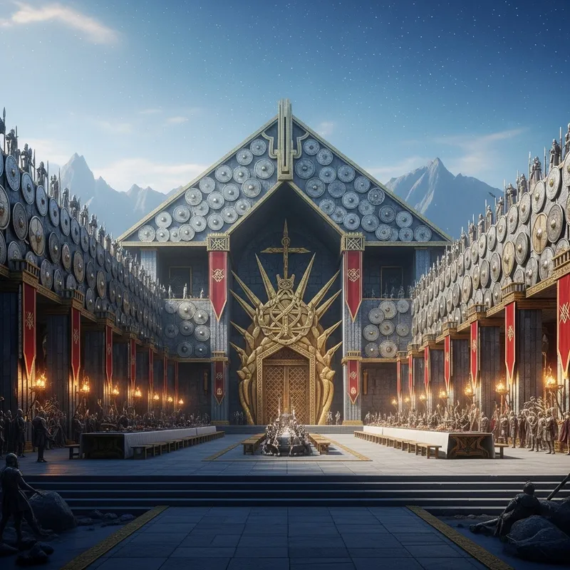 Realistic Valhalla Norse Mythology Image | Detailed & Majestic Scene Realistic Valhalla Norse Mythology Image | Detailed & Majestic Scene